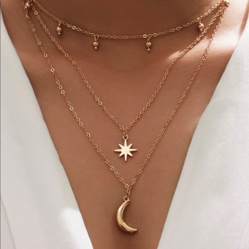 Moon Charm Layered Necklace